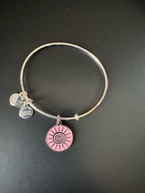 Alex and Ani Silver-Toned Pink “Spiral Sun” Charm Bracelet